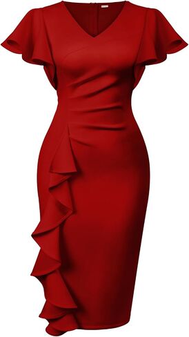Memoriesea Women's Sexy v Neck كشكش قصير الأكمام in Kuwait