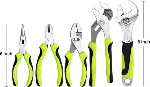 FASTPRO 5-Piece Pink Utility Pliers Set with Storage Bag, Includes Groove Joint Pliers, Diagonal Pliers, Adjustable Wrench, Long Nose Pliers, Slip Joint Pliers in Saudi Arabia