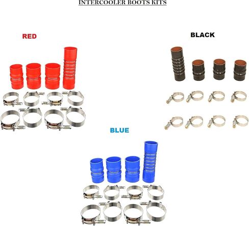 Heavy Duty Silicone Intercooler Boot Kit Compatible with 2003, 2004, 2005, 2006, 2007 Dodge Ram 2500/3500 5.9L Cummins Diesel — 5-Ply, T-Bolt Clamps Included (Jet Black) in Saudi Arabia