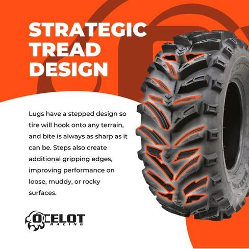 OCELOT MAXX PLUS 25X10X12 ATV/UTV Tyre-إطار على الطرق الوعرة 6 طابق للطين والرمال والثلوج والمسارات ، فقي عدواني مع العروات المغطاة ، التصميم ذاتي التنظيف ، أداء متين متين ، مستوحى من AMS in Saudi Arabia