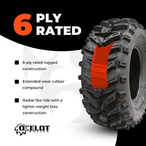 OCELOT MAXX PLUS 25X10X12 ATV/UTV Tyre-إطار على الطرق الوعرة 6 طابق للطين والرمال والثلوج والمسارات ، فقي عدواني مع العروات المغطاة ، التصميم ذاتي التنظيف ، أداء متين متين ، مستوحى من AMS in Saudi Arabia