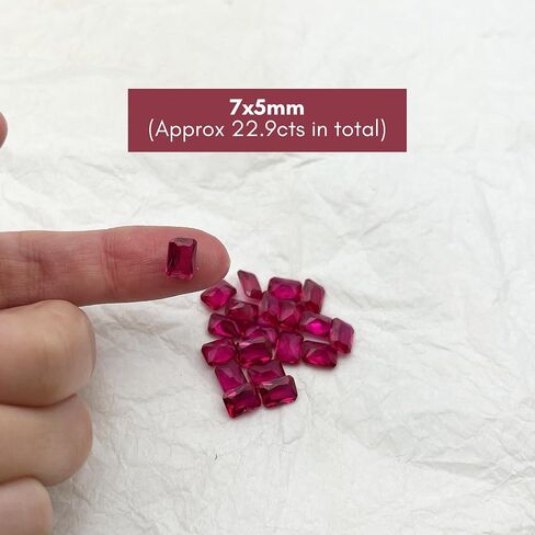 20Pcs Loose Synthetic Ruby Stone Bulk Wholesale Radiant Cut Red Corundum Gemstone Lot Faceted Gems VVS Grade (5x3/6x4/7x5/8x6mm) in Kuwait