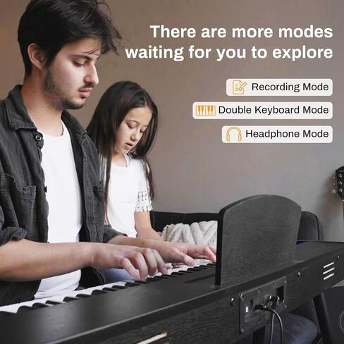 AODSK Digital Piano 88 Key Semi-Weighted Keyboard Piano with Sustain Pedal,Power Supply,2 Speakers,200 Tone,140 Rhythm, 16 Demo Song and Complimentary Online Piano Lessons,Black in Kuwait