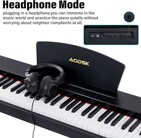 AODSK Digital Piano 88 Key Semi-Weighted Keyboard Piano with Sustain Pedal,Power Supply,2 Speakers,200 Tone,140 Rhythm, 16 Demo Song and Complimentary Online Piano Lessons,Black in Kuwait