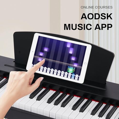 AODSK Digital Piano 88 Key Semi-Weighted Keyboard Piano with Sustain Pedal,Power Supply,2 Speakers,200 Tone,140 Rhythm, 16 Demo Song and Complimentary Online Piano Lessons,Black in Kuwait
