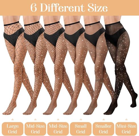 jexine 6 pcs جوارب شبكة صيد سباركلي للنساء مثير شباك صيد راينستون جوارب السيدات جوارب سمكة واحدة مناسبة كل الجوارب اللمعان شبكات أسماك راينستون شبكية in Saudi Arabia