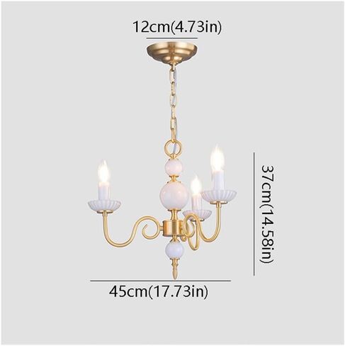 , French Retro Light Luxury Full Copper - - Ceramic Candle Hanging Lamp Compatible with Living Room, Dining Room, Bedroom Decoration. Suspended Indoor Adjustable Ligh in Saudi Arabia