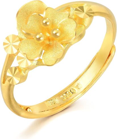 Sang Sang Sang 999.9 24K Gold Price-By-Right 3.74g Gold Floral Ring (قابل للتعديل) للنساء ومناسبة الزفاف 69462R in Saudi Arabia