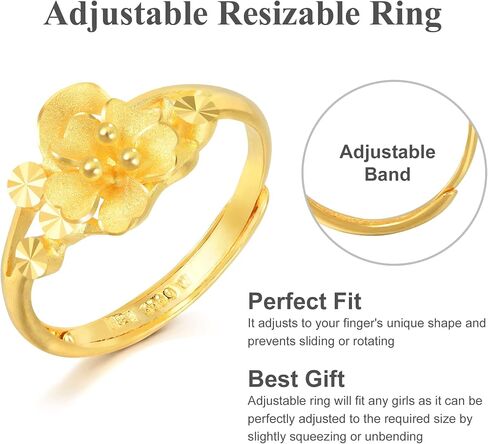 Sang Sang Sang 999.9 24K Gold Price-By-Right 3.74g Gold Floral Ring (قابل للتعديل) للنساء ومناسبة الزفاف 69462R in Saudi Arabia