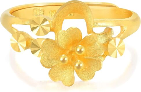 Sang Sang Sang 999.9 24K Gold Price-By-Right 3.74g Gold Floral Ring (قابل للتعديل) للنساء ومناسبة الزفاف 69462R in Saudi Arabia