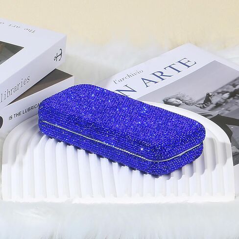 Bling Sunglasses Case,Rhinestone Eyeglass Box Shiny Glasses Case with a Eyeglasses Chain For Women in Saudi Arabia