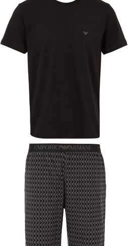 Emporio Armani Men Pattern Mix Mix Pajama Short and tee set in Saudi Arabia