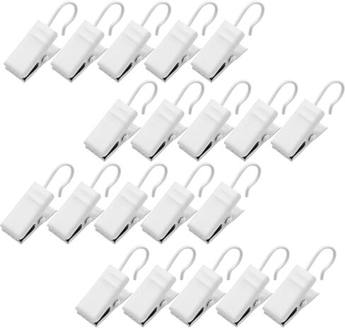 20 Pack Small Heavy-Duty Hook Clip Set Metal Curtain Hangers Clips for Clip Photo Home Decoration Art Craft Display (White) in Saudi Arabia