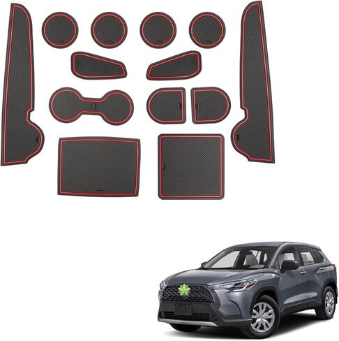 سجادات فتحة الباب لملحقات كورولا كروس 11 قطعة/مجموعة سجادات داخلية مضادة للانزلاق من كورولا كروس وحامل أكواب ووحدة تحكم مركزية وبطانة متوافقة مع 2022 2023 2024 Toyota Corolla Cross L/LE/XLE in Kuwait