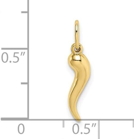 Authentic 10K Yellow Gold Italian Horn Charm Pendant - 10K Real Gold Italian Cornicello Pendant - 3D Chilli Pepper Charm - 5 Different Sizes. in Kuwait
