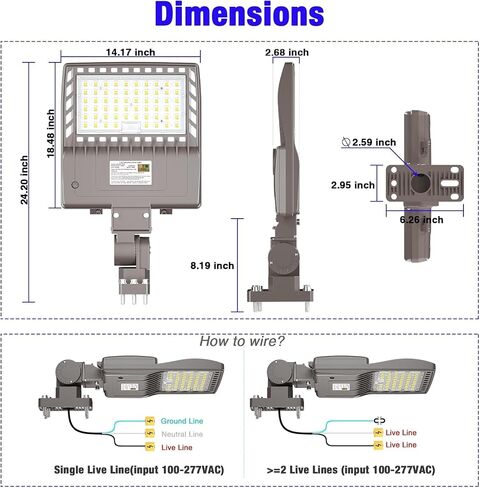 10Pack 480Volt 400W/320W/240W LED Parking Lot Light Dusk to Dawn 60,000LM, ETL DLC Listed LED Shoebox Parking Pole/Arm Mount Light 5000K IP65 Waterproof Outdoor Commercial Area Lighting 277-480VAC in Saudi Arabia