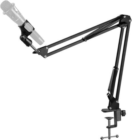 Desktop arm microphone stand, upgraded adjustable desktop microphone stand with spring microphone clip for microphones (up to 1.96 "diameter) games, guitars,YouTube live, etc in Kuwait