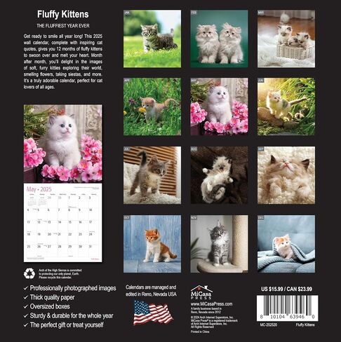 MICASA Cat Naps 2024 Hangable Monthly Wall Calendar | 12" x 24" Open | Thick & Sturdy Paper | Giftable | Teen Kids Funny Cute Kittens | Sleeping Beauties in Saudi Arabia