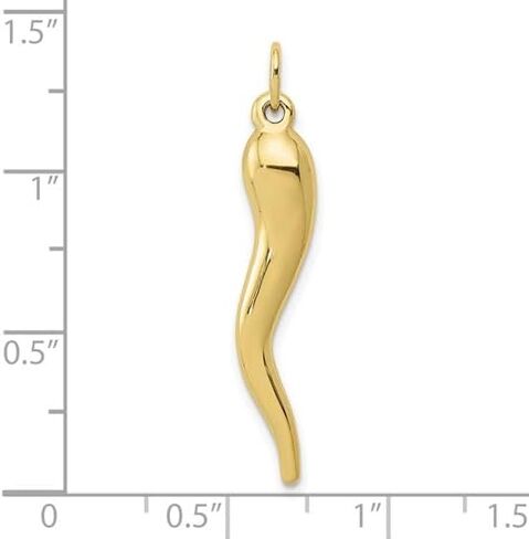 Authentic 10K Yellow Gold Italian Horn Charm Pendant - 10K Real Gold Italian Cornicello Pendant - 3D Chilli Pepper Charm - 5 Different Sizes. in Kuwait