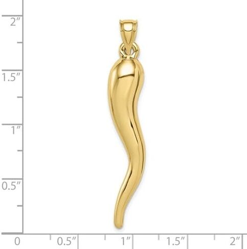 Authentic 10K Yellow Gold Italian Horn Charm Pendant - 10K Real Gold Italian Cornicello Pendant - 3D Chilli Pepper Charm - 5 Different Sizes. in Kuwait