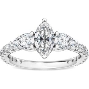 1-5 Carat (ctw) White Gold Marquise,Round,Pear Cut LAB GROWN Diamond Three Stone Engagement Ring (Color D-E Clarity VS1-VS2) in Saudi Arabia