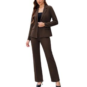 نساء 2 قطعة يناسب الأعمال التجارية عارضة أزياء طويلة الأكمام الصلبة مع مجموعات عمل المكاتب المهنية السراويل in Kuwait