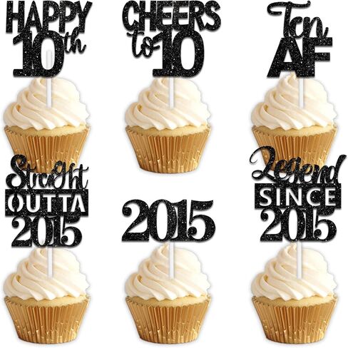 18pcs Black Glitter Dessert Cupcake Pick for Straight Outta 1995 Legend Since 1995 Theme Decor Supplies Men Happy 29th Birthday Party Decoration in Saudi Arabia