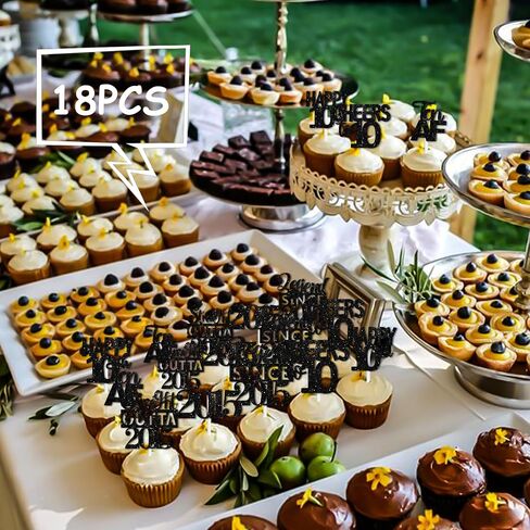 18pcs Black Glitter Dessert Cupcake Pick for Straight Outta 1995 Legend Since 1995 Theme Decor Supplies Men Happy 29th Birthday Party Decoration in Saudi Arabia