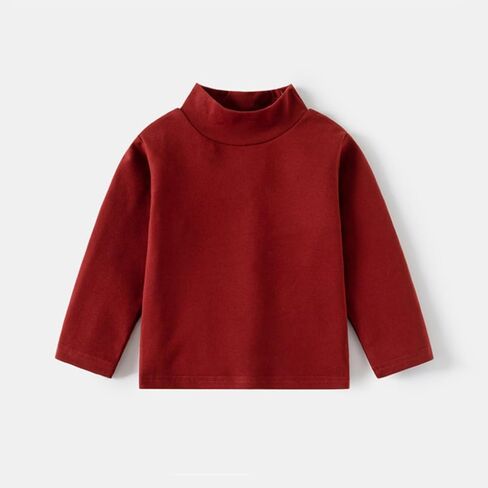 Toddler Kids Long Sleeve Turtleneck Girls Boys Slim Fit Solid Cotton Tshirt Baby Infant Soft Lightweight Thermal Layering Top in Kuwait