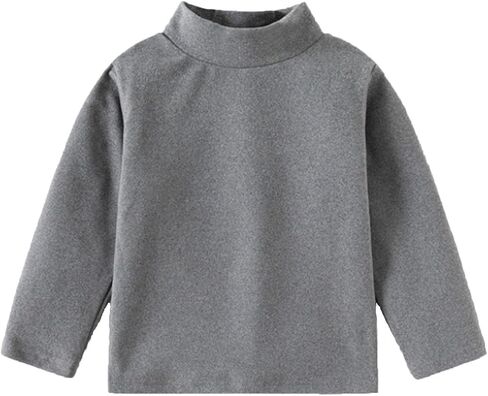 Toddler Kids Long Sleeve Turtleneck Girls Boys Slim Fit Solid Cotton Tshirt Baby Infant Soft Lightweight Thermal Layering Top in Kuwait