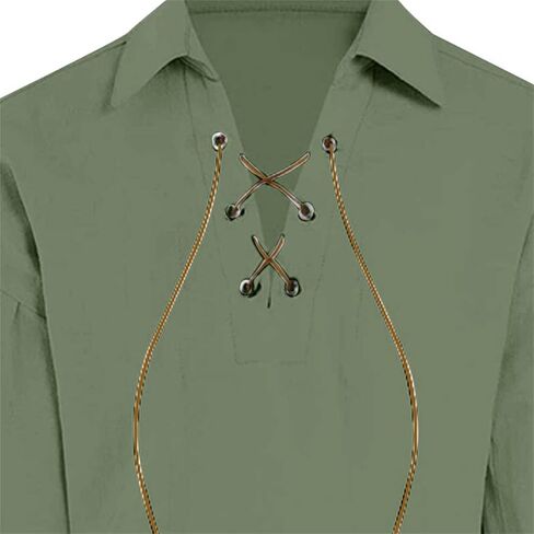 Renaissance Shirt for Teen Girls Boys Vintage Medieval Pirate Tshirts Kids Cotton Linen Long Sleeve V-Neck Performance Tops in Saudi Arabia