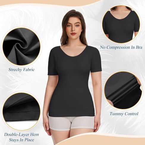 Shapewear Tops for Women Tummy Control Tank Tops Short Sleeve Seamless Compression Tanks Body Shaper Camisole in Saudi Arabia