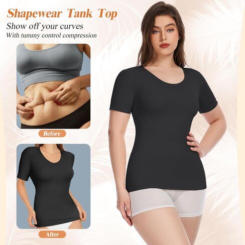 Shapewear Tops for Women Tummy Control Tank Tops Short Sleeve Seamless Compression Tanks Body Shaper Camisole in Saudi Arabia