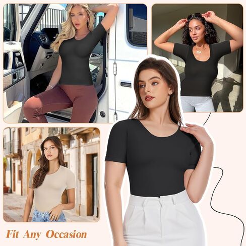 Shapewear Tops for Women Tummy Control Tank Tops Short Sleeve Seamless Compression Tanks Body Shaper Camisole in Saudi Arabia