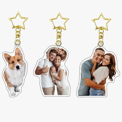 Custom Logo Acrylic Keychain Cartoon Pendant Photo Flash Transparent Charm Printing Personality Holographic Anime Keyring in Saudi Arabia