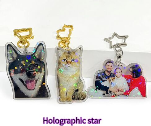 Custom Logo Acrylic Keychain Cartoon Pendant Photo Flash Transparent Charm Printing Personality Holographic Anime Keyring in Saudi Arabia