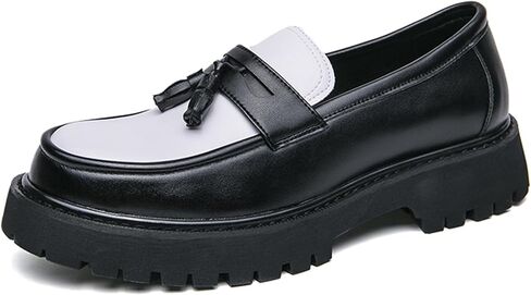 Men's Fashion Chunky Platform Penny Loafers Luxury Round Toe Slip-On Dress Shoes with Non-Slip Lug Sole for Business Work and Daily Casual Wear in Kuwait