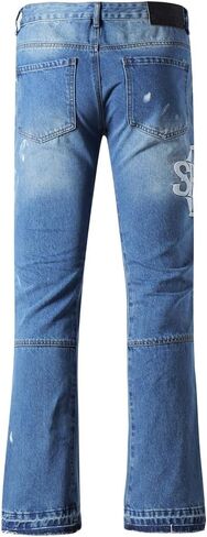 SHION7 Relaxed Bell Bottom Jeans for Men, Hip Hop Streetwear Flared Denim Pants, Men's Stylish Crafted Jean Trousers in Saudi Arabia