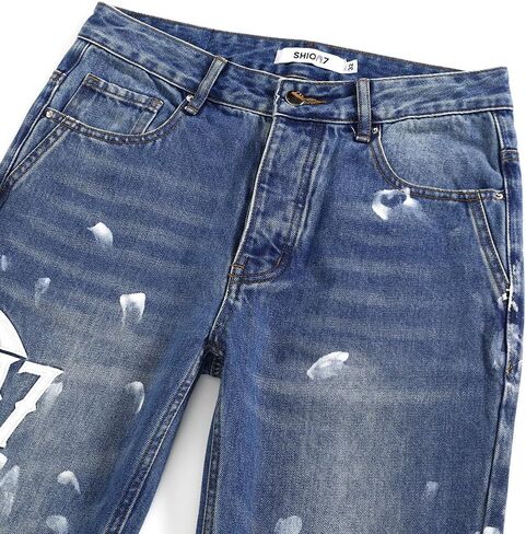 SHION7 Relaxed Bell Bottom Jeans for Men, Hip Hop Streetwear Flared Denim Pants, Men's Stylish Crafted Jean Trousers in Saudi Arabia