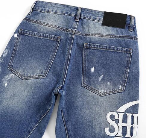 SHION7 Relaxed Bell Bottom Jeans for Men, Hip Hop Streetwear Flared Denim Pants, Men's Stylish Crafted Jean Trousers in Saudi Arabia