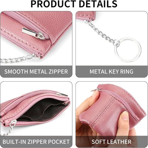 SENDEFN Women's Leather Coin Purse Small Pouch Change Wallet with Keychain in Saudi Arabia
