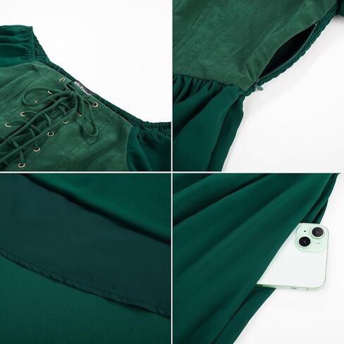 Scarlet Darkness Renaissance Costume Women Lace Up Split Bell Sleeve Medieval Dress in Saudi Arabia
