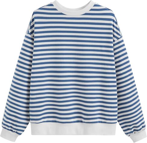 CIDER Womens Striped Long Sleeve Sweatshirt Casual Pullover Top in Saudi Arabia