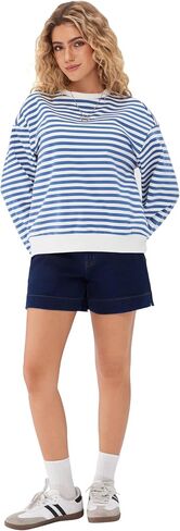 CIDER Womens Striped Long Sleeve Sweatshirt Casual Pullover Top in Saudi Arabia