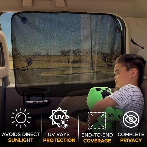 EcoNour Car Driver Front Window Sun Shade | Magnetic Window Curtain Protects from Harmful Sun Rays for Drivers | Side Window Screen Sunshade for Cars Prevents Sun Damage | Black (1-Piece) in Kuwait