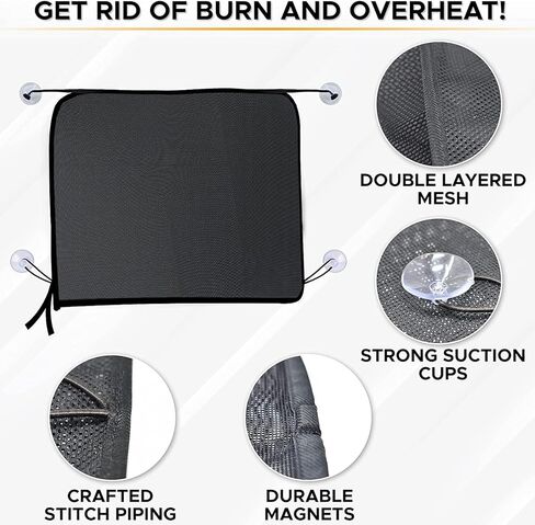 EcoNour Car Driver Front Window Sun Shade | Magnetic Window Curtain Protects from Harmful Sun Rays for Drivers | Side Window Screen Sunshade for Cars Prevents Sun Damage | Black (1-Piece) in Kuwait