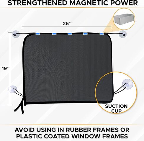 EcoNour Car Driver Front Window Sun Shade | Magnetic Window Curtain Protects from Harmful Sun Rays for Drivers | Side Window Screen Sunshade for Cars Prevents Sun Damage | Black (1-Piece) in Kuwait