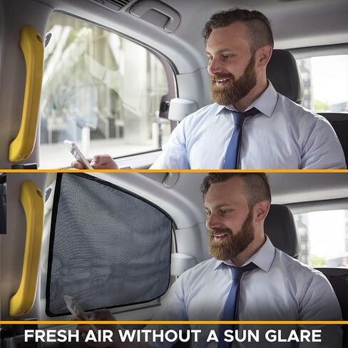 EcoNour Car Driver Front Window Sun Shade | Magnetic Window Curtain Protects from Harmful Sun Rays for Drivers | Side Window Screen Sunshade for Cars Prevents Sun Damage | Black (1-Piece) in Kuwait