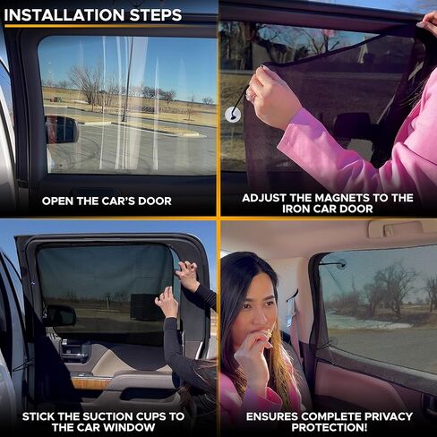 EcoNour Car Driver Front Window Sun Shade | Magnetic Window Curtain Protects from Harmful Sun Rays for Drivers | Side Window Screen Sunshade for Cars Prevents Sun Damage | Black (1-Piece) in Kuwait