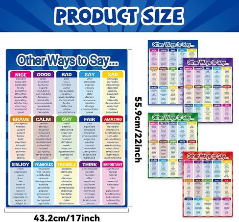 4 Pcs English Educational Posters Other Way to Say Poster Synonyms Poster Classroom Decorations Grammar Learning Charts Teacher Classroom Supplies Wall Decor for Elementary Middle School in Saudi Arabia